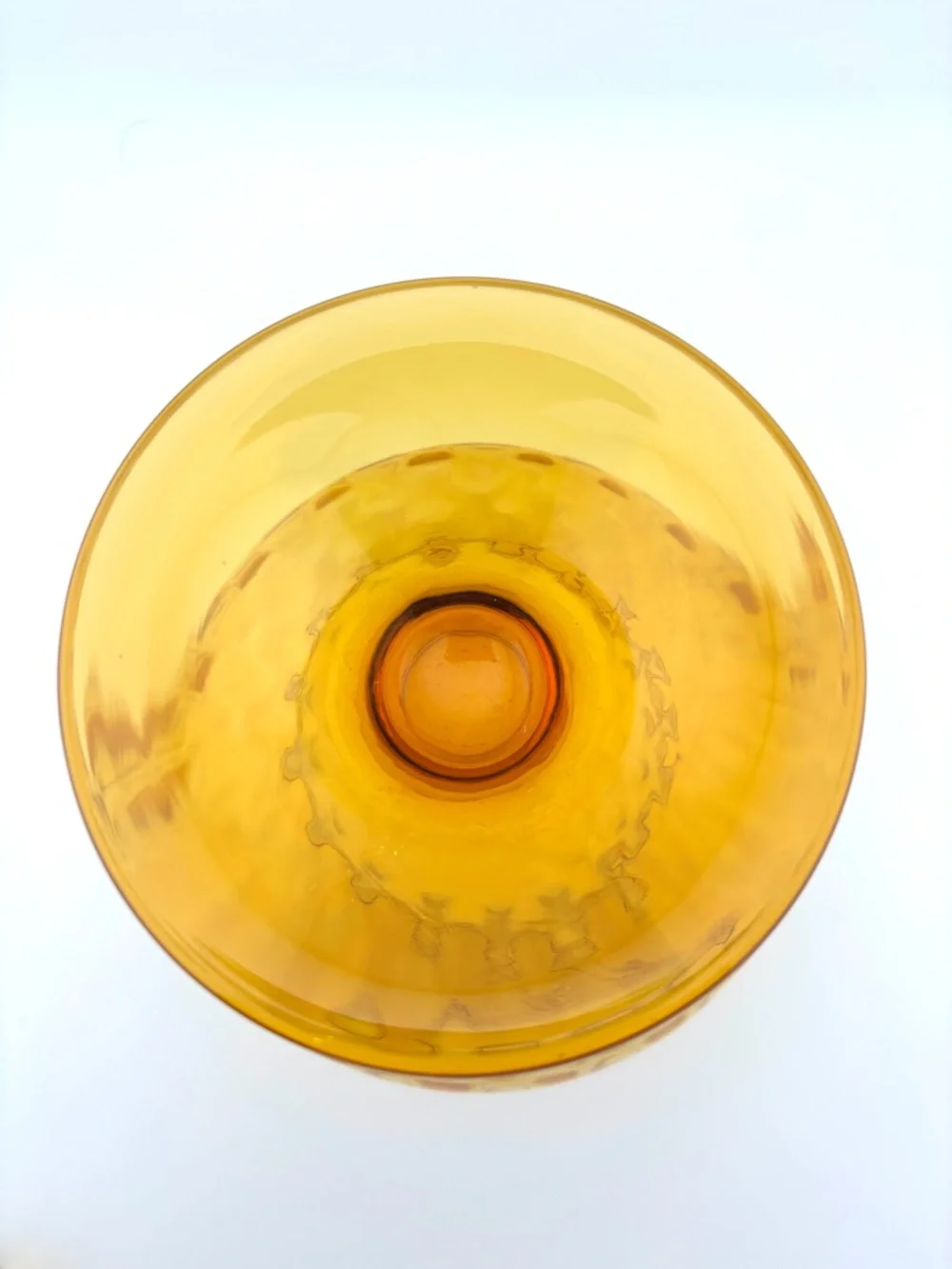 Vintage Amber Empoli Glass Circus Tent Design Covered Candy Dish